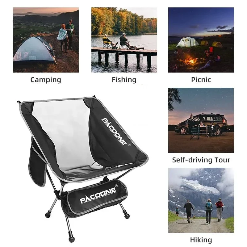 Chaise pliante ultralégère en aluminium pour pour camping et bivouac "Pacoone - camping chair"