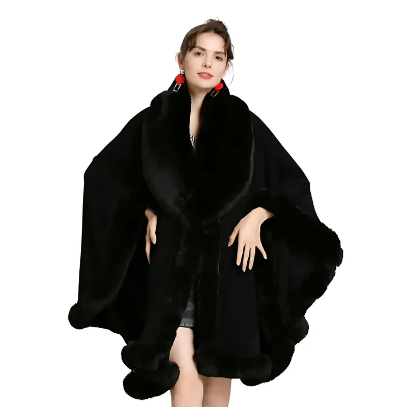 Poncho cape noir femme
