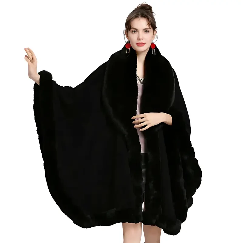 Poncho cape noir femme