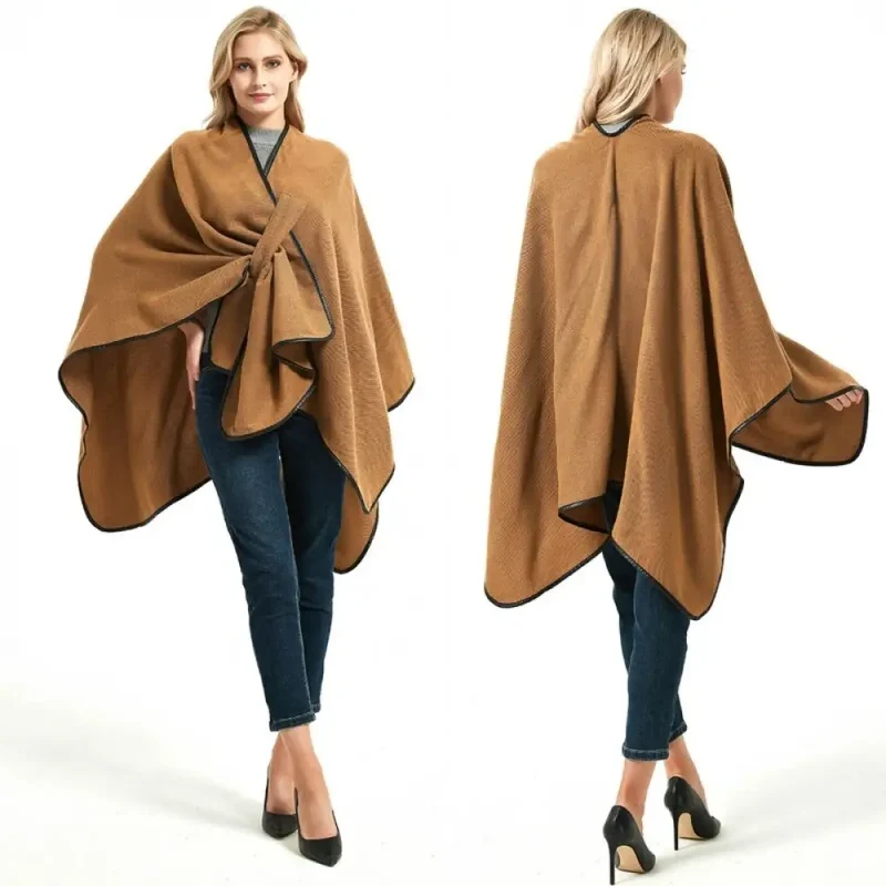 Poncho femme marron