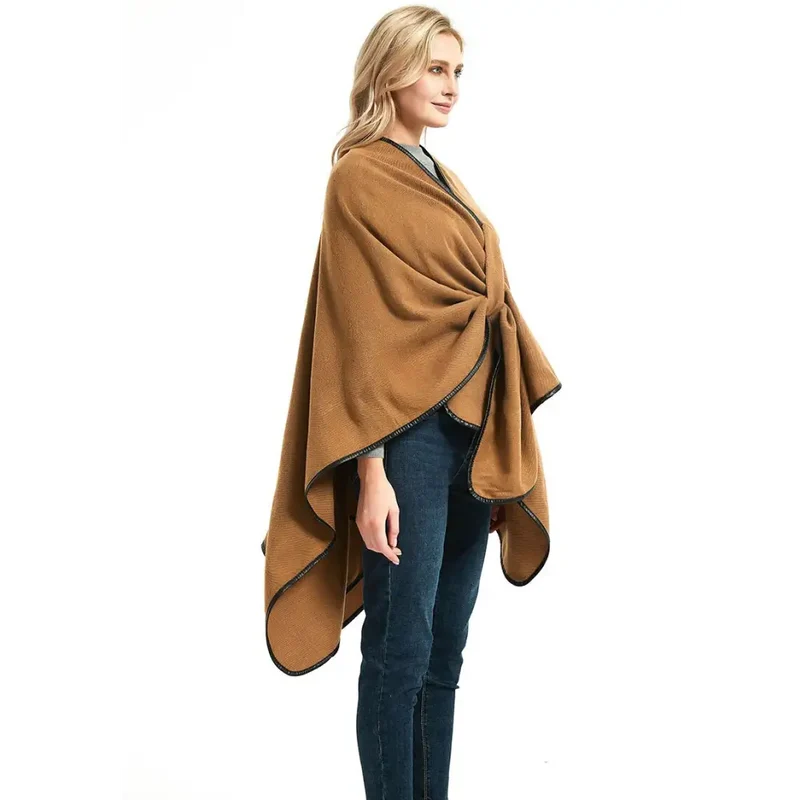 Poncho femme marron