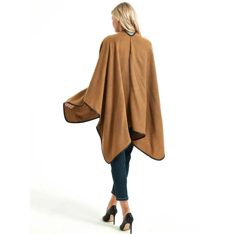 Poncho femme marron