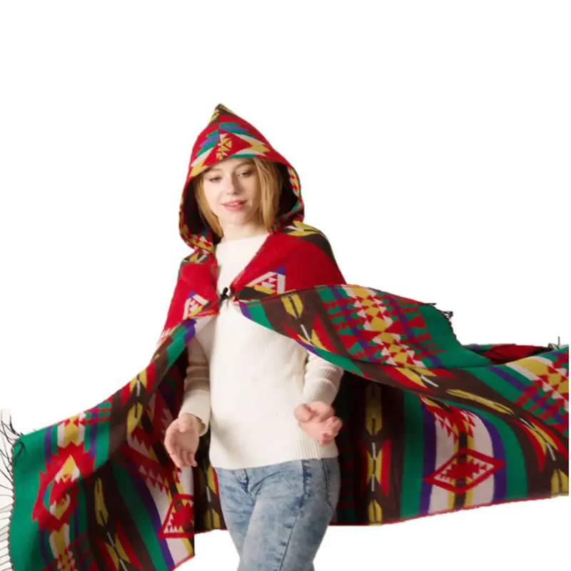 Poncho capuche femme