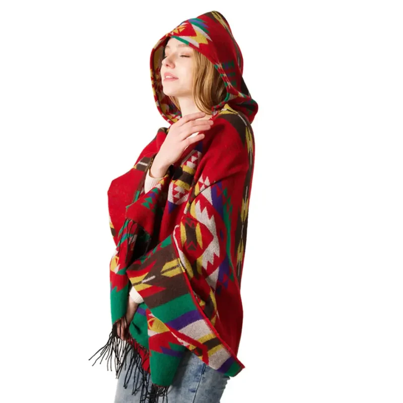 Poncho capuche femme