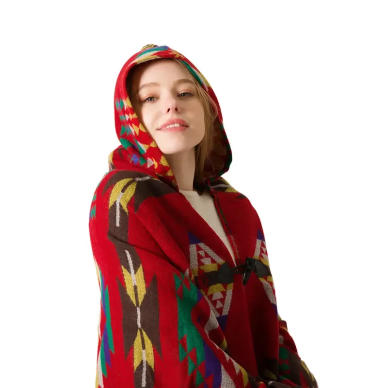 Poncho capuche femme