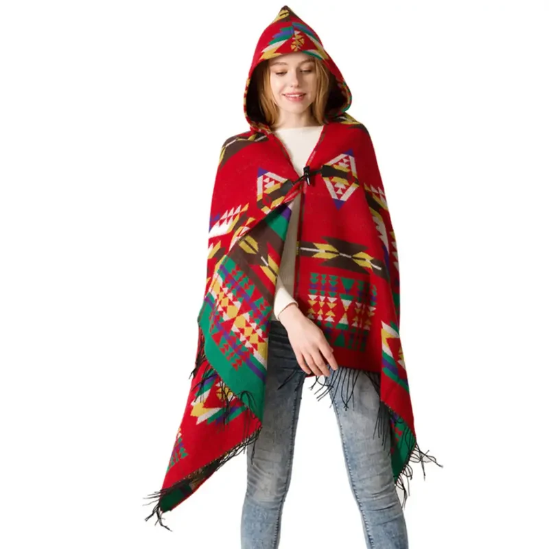 Poncho capuche femme