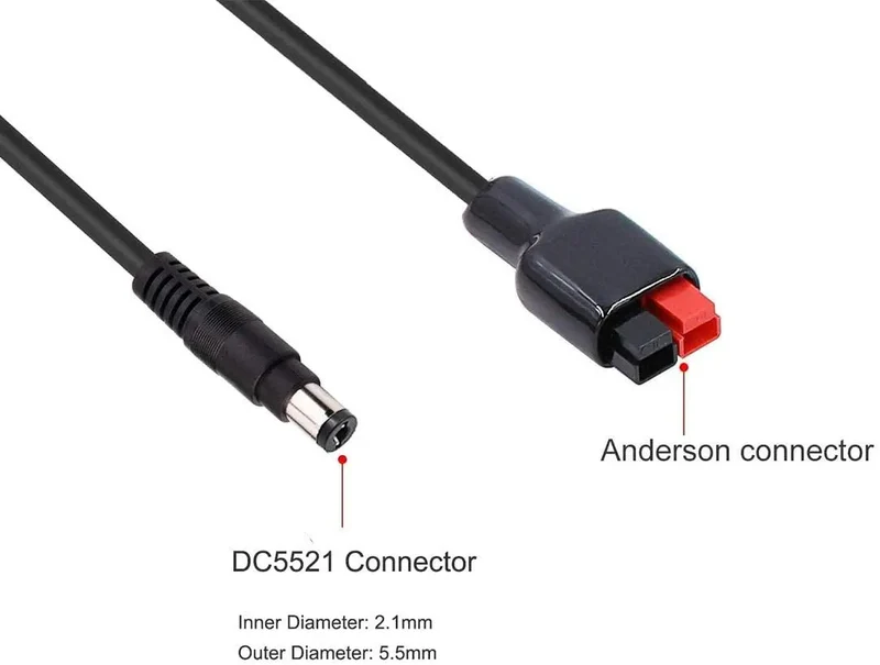 Câble de connexion vers connecteur Anderson mâle 6A max 18AWG 1,5 m pour connecter une centrale électrique et un panneau solaire "FF Flashfish - DC5521"