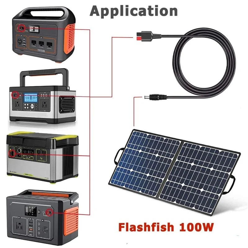 Câble de connexion vers connecteur Anderson mâle 6A max 18AWG 1,5 m pour connecter une centrale électrique et un panneau solaire "FF Flashfish - DC5521"