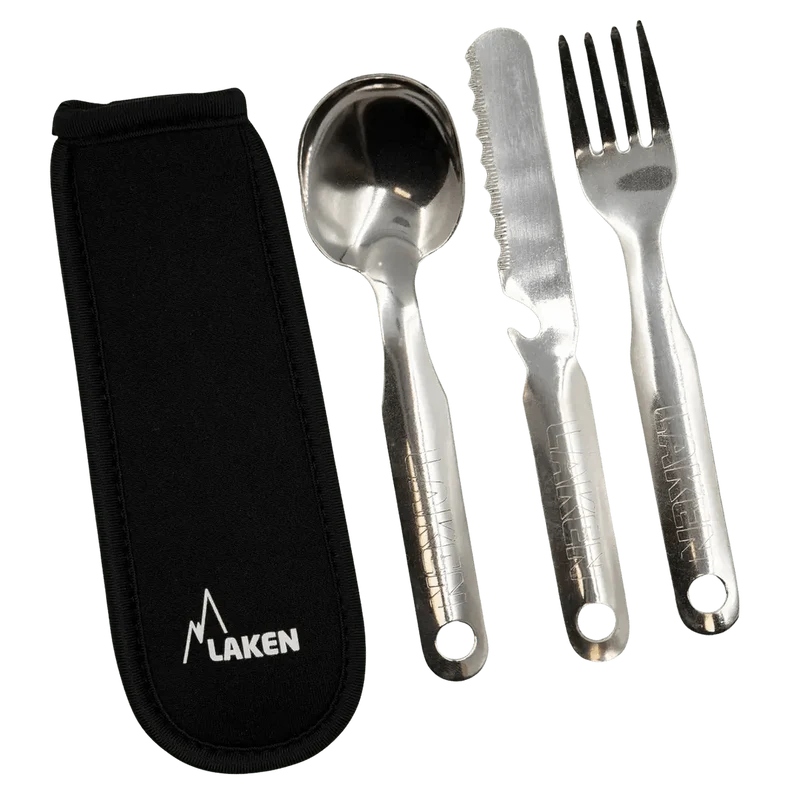 Ensemble de camping en inox pour 1 à 2 personnes avec housse néoprène "Laken - Cooking set"