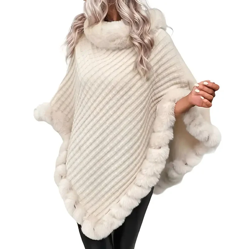 Poncho plaid polaire femme