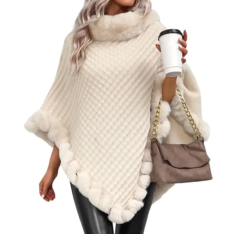 Poncho plaid polaire femme