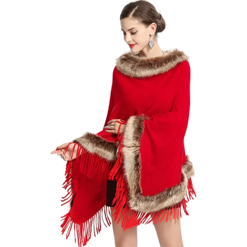 Poncho noir femme