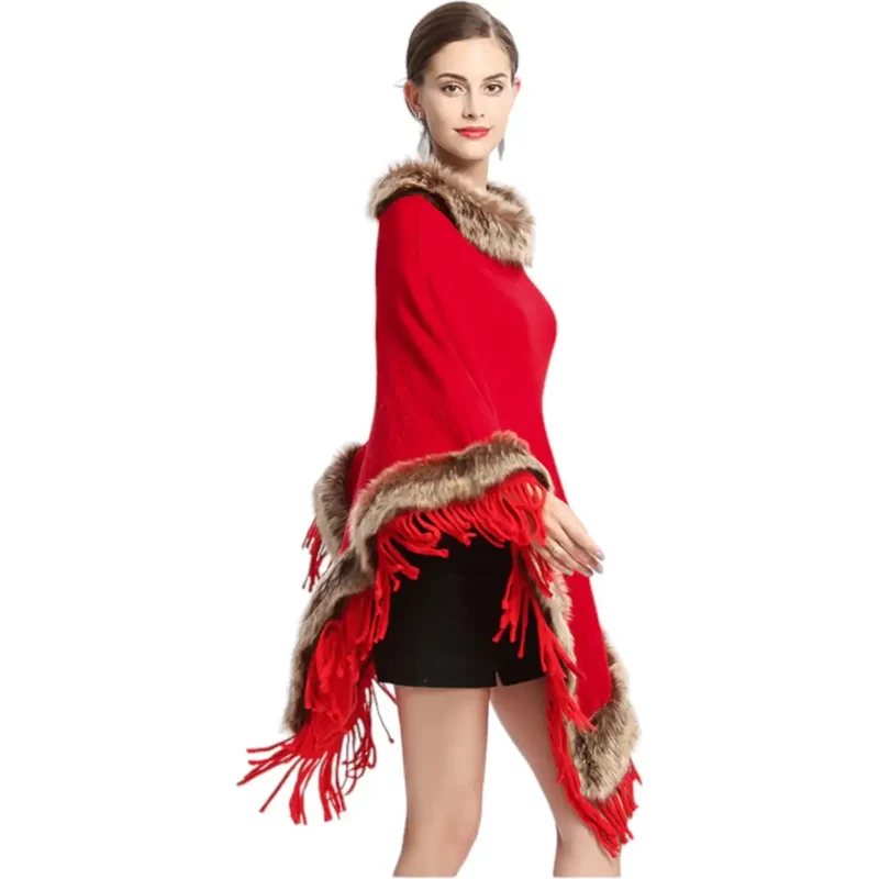 Poncho noir femme