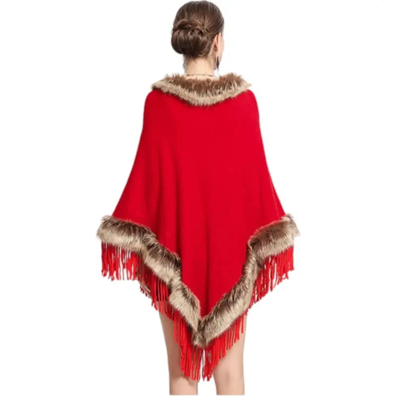 Poncho noir femme