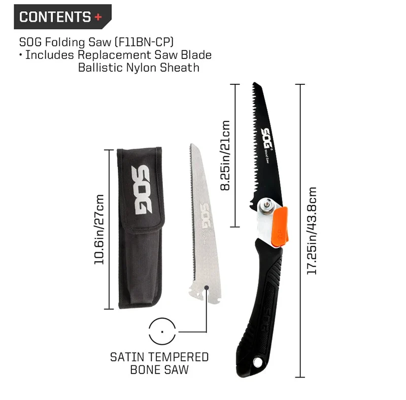 Scie pliante pour la chasse et le bushcraft 265g "SOG - Wood & Bone saw"