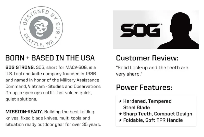 Scie pliante pour la chasse et le bushcraft 265g "SOG - Wood & Bone saw"