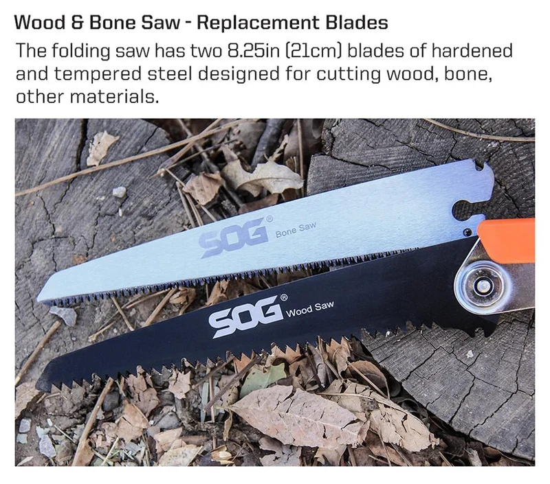 Scie pliante pour la chasse et le bushcraft 265g "SOG - Wood & Bone saw"