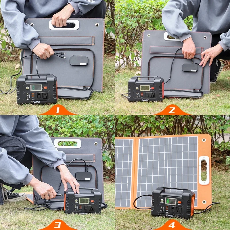 Panneau solaire pliable 18 V 60W-100W chargeur solaire portable avec sortie CC USB-C QC3.0 "FF-Flashfish - TSP18V / SP18V series"
