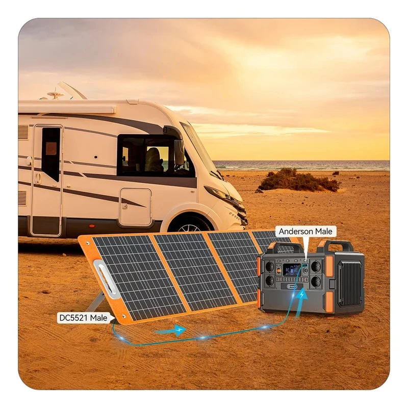 Panneau solaire pliable 18 V 60W-100W chargeur solaire portable avec sortie CC USB-C QC3.0 "FF-Flashfish - TSP18V / SP18V series"