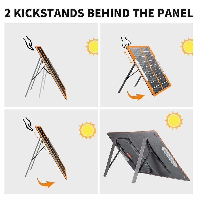 Panneau solaire pliable 18 V 60W-100W chargeur solaire portable avec sortie CC USB-C QC3.0 "FF-Flashfish - TSP18V / SP18V series"