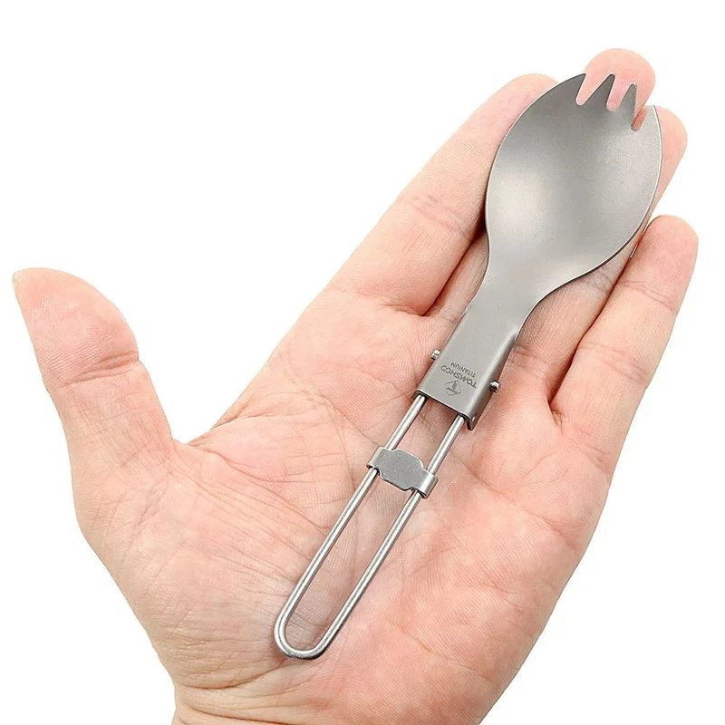 Cuillère-fourchette pliante en titane pour le camping et la randonnée "Tomshoo - Spoon-fork"