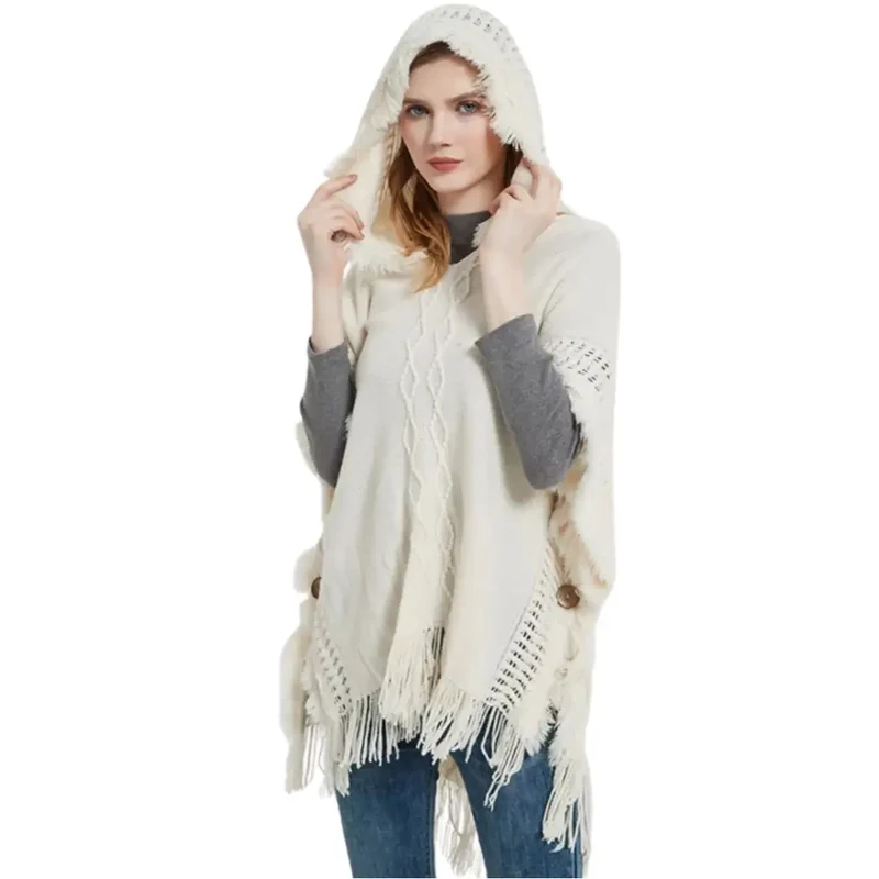 Poncho acrylique femme