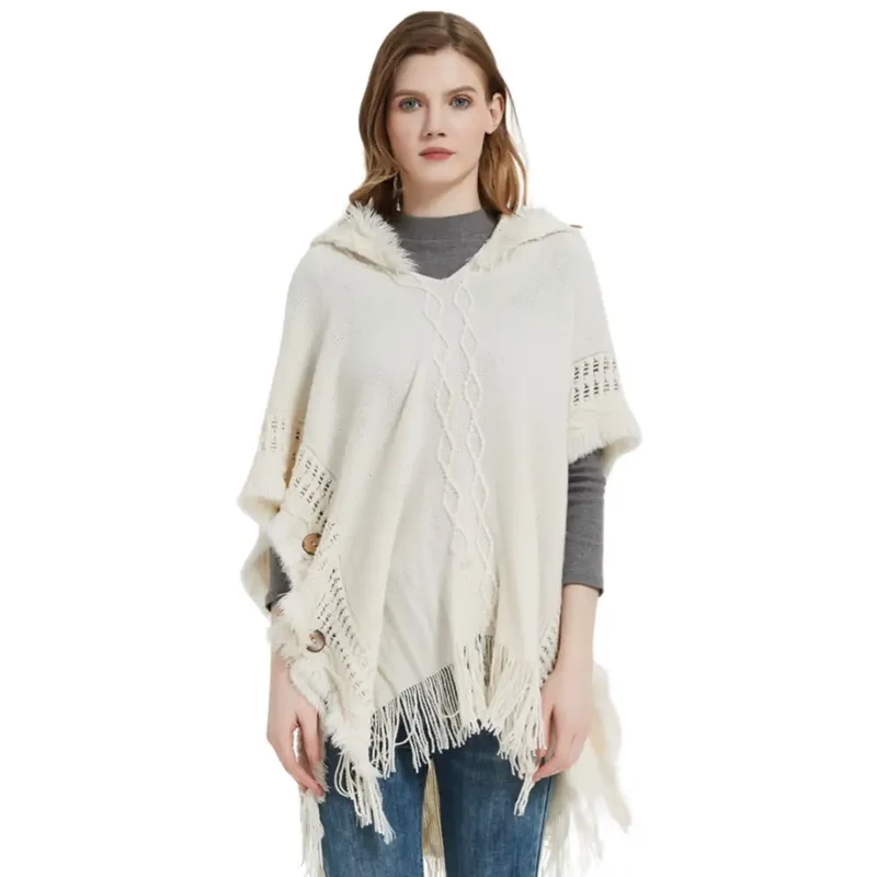 Poncho acrylique femme