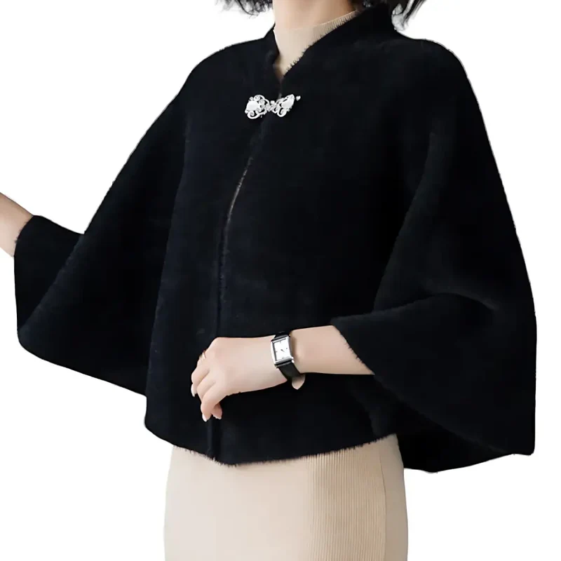 Poncho femme noir