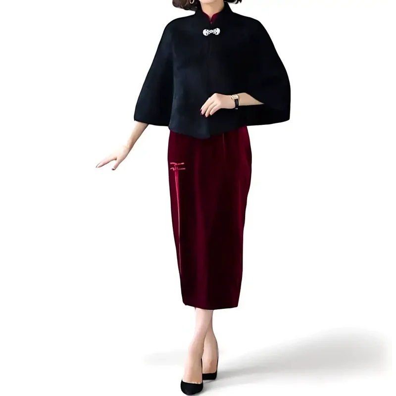 Poncho femme noir
