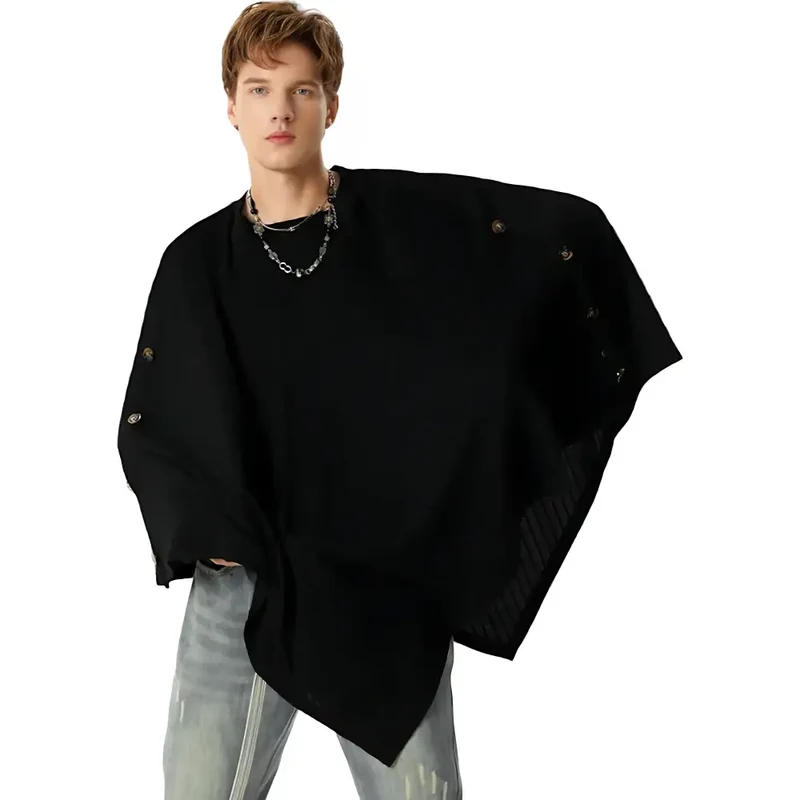 Poncho noir homme