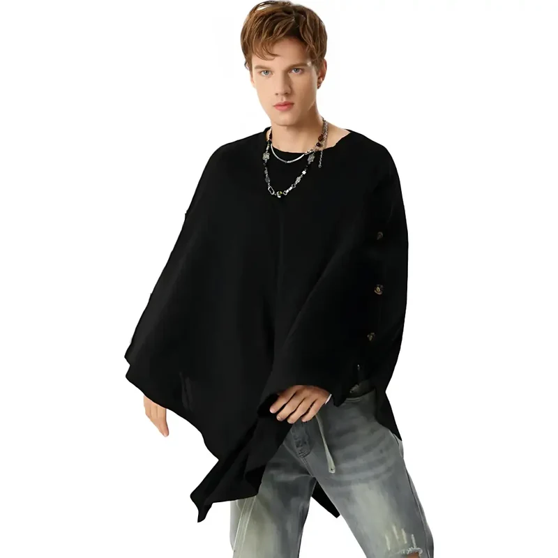 Poncho noir homme
