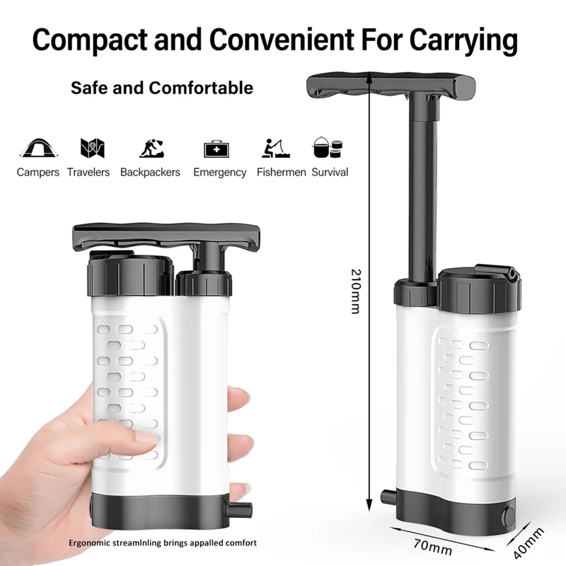 Système de Filtration / purificateur d'eau avec pompe manuelle 0.01 microns 230g "Tomshoo Outdoor - TM240-LS"