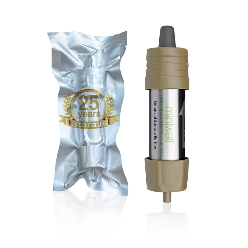 Paille filtrante / filtration à eau portable filtrant 99,9% des bactéries stockage longue durée (25 ans) "Miniwell - L630B"
