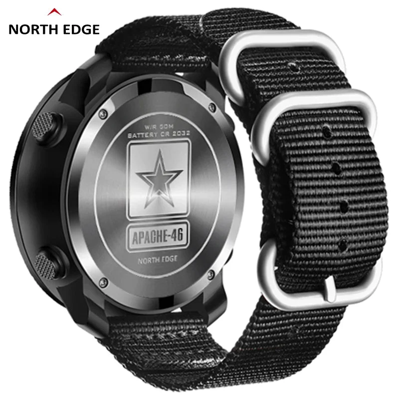 Montre numérique pour la randonnée et l'outdoor avec altimètre baromètre boussole WR50M "NORTH EDGE - APACHE 46"