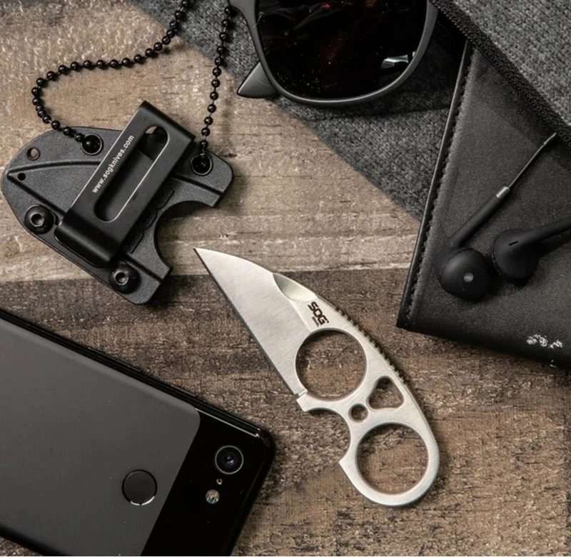Mini-couteau à lame fixe EDC auto-défense survie avec étui "SOG - SNARL JB01K-CP"