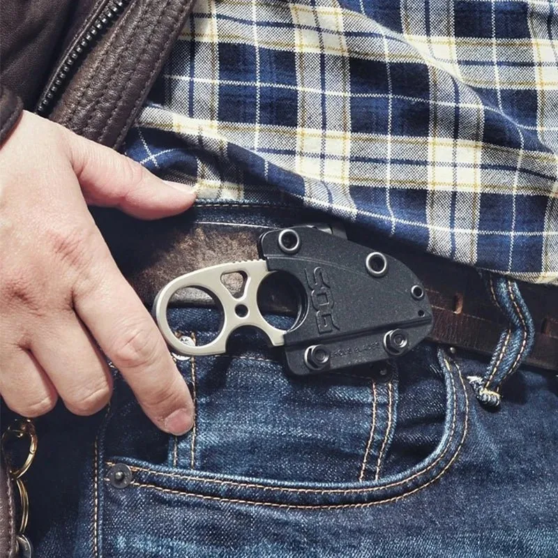 Mini-couteau à lame fixe EDC auto-défense survie avec étui "SOG - SNARL JB01K-CP"