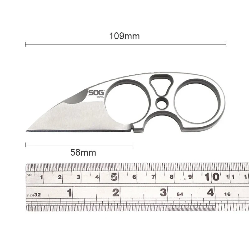 Mini-couteau à lame fixe EDC auto-défense survie avec étui "SOG - SNARL JB01K-CP"