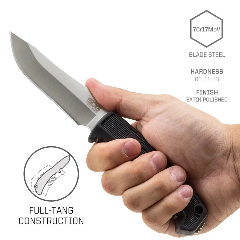 Couteau de bushcraft à lame fixe 7CR17MOV EDC / survie 160g "SOG - FK1001-CP"