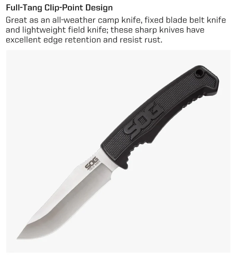 Couteau de bushcraft à lame fixe 7CR17MOV EDC / survie 160g "SOG - FK1001-CP"