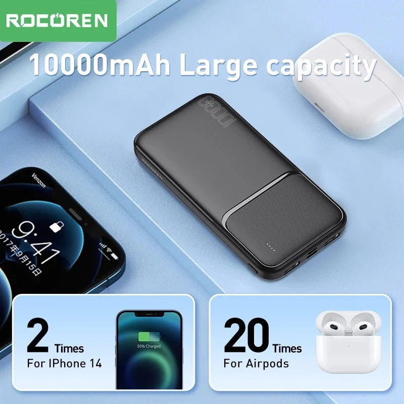 Batterie externe portable / power bank 10000 mAh charge rapide 210g "Rocoren - 10000 series"