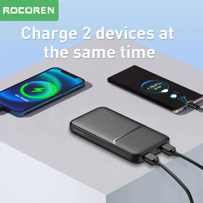 Batterie externe portable / power bank 10000 mAh charge rapide 210g "Rocoren - 10000 series"