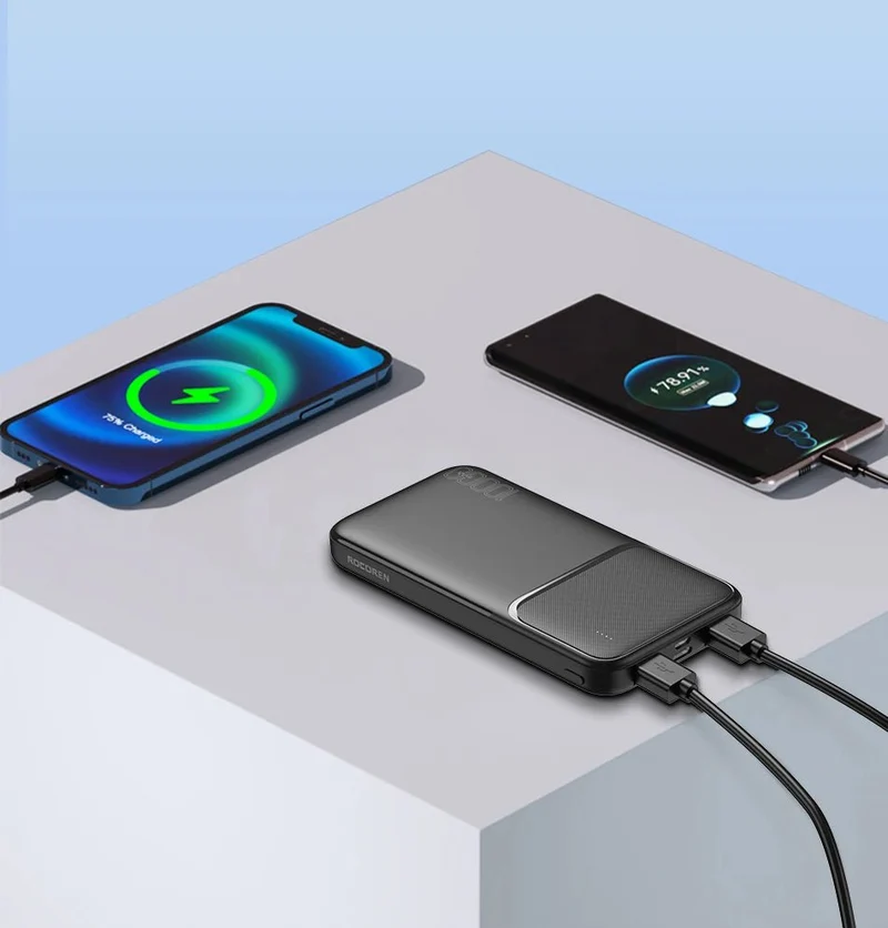 Batterie externe portable / power bank 10000 mAh charge rapide 210g "Rocoren - 10000 series"