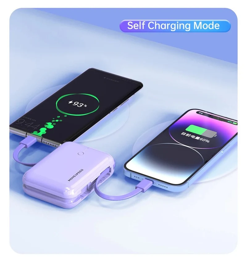 Mini-batterie externe / power bank 10000mAh avec câble Charge rapide 20W "MOVESPEED - Q10Plus"