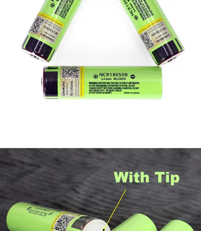 Batterie au Lithium Rechargeable 3.7V, 3400mah, 18650 "Liitokala - NCR18650B"