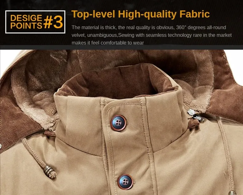 Parka d'hiver, manteau polaire avec capuche détachable pour homme 1,3kg "Lzlltt - Fs125"