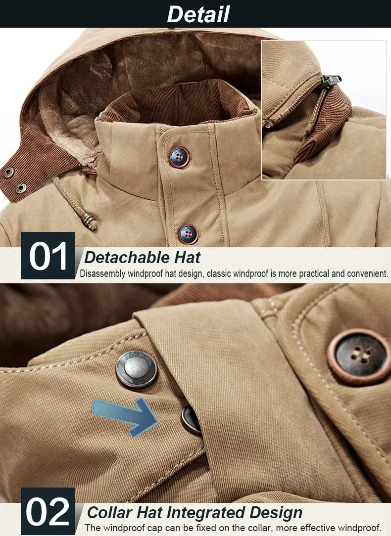 Parka d'hiver, manteau polaire avec capuche détachable pour homme 1,3kg "Lzlltt - Fs125"