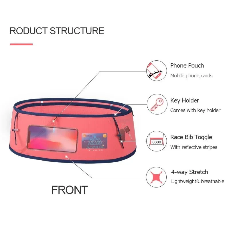 Ceinture de course d'hydratation pour le trail / running / marathon avec support pour téléphone portable "AONIJIE - W8101"