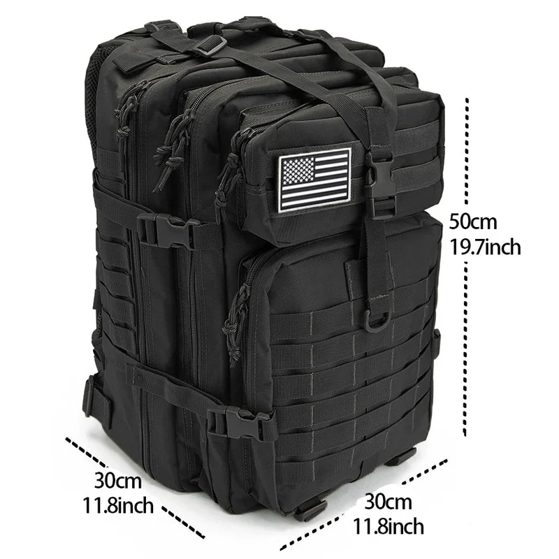 Sac à dos tactique, survie, EDC, bushcraft, chasse 900D avec système Molle "QT & QY - 3P Tactical Backpack 50L"