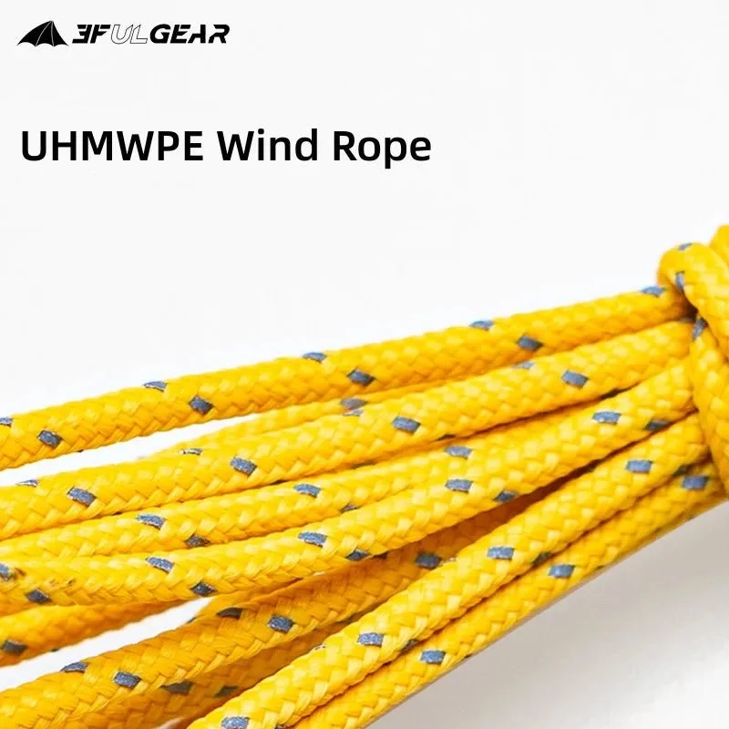 Cordelette réfléchissante en UHMWPE pour tente de bivouac / camping 1.5mm d'épaisseur 80g "3F UL GEAR - Wind Rope"