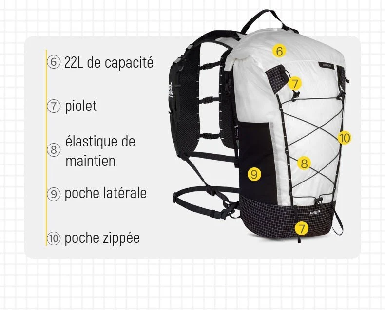 Sac à dos ultraléger 22L pour le trail et la randonnée en montagne "Aonijie - C9115"
